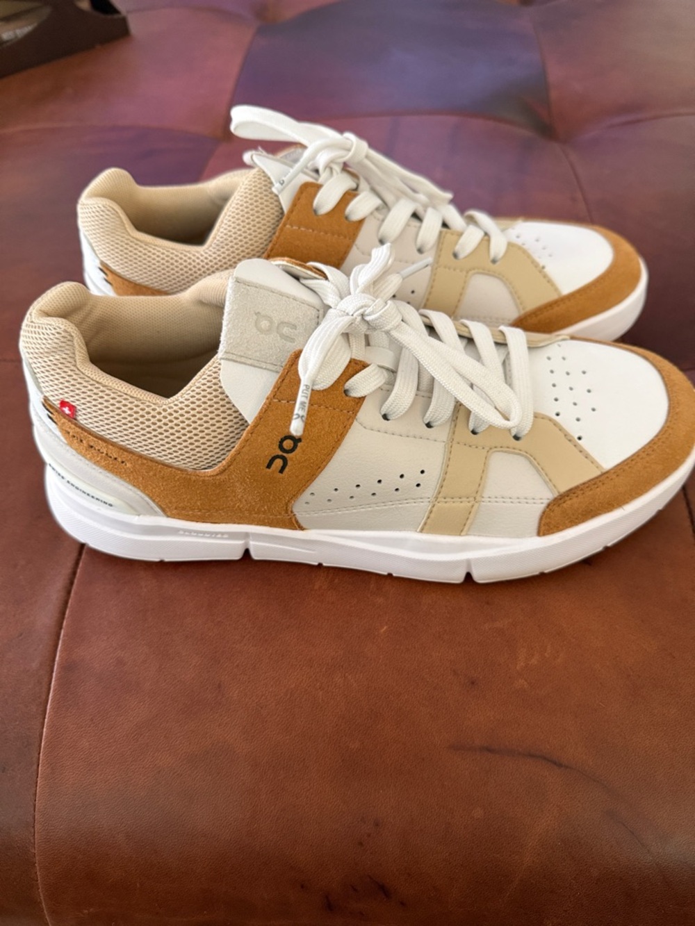 On Running Women's White Beige Tan Sneakers